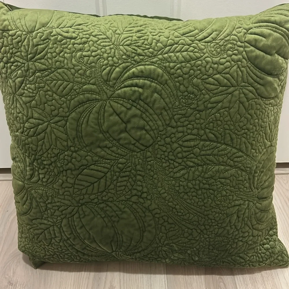 TAHARI HOME Down Alternative Pillows Green NWOT Decorative Plush Textured